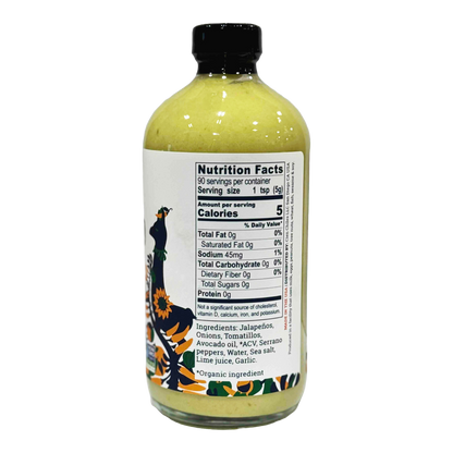 The Jalapeño 17 oz hot sauce nutrition facts and ingredients, back